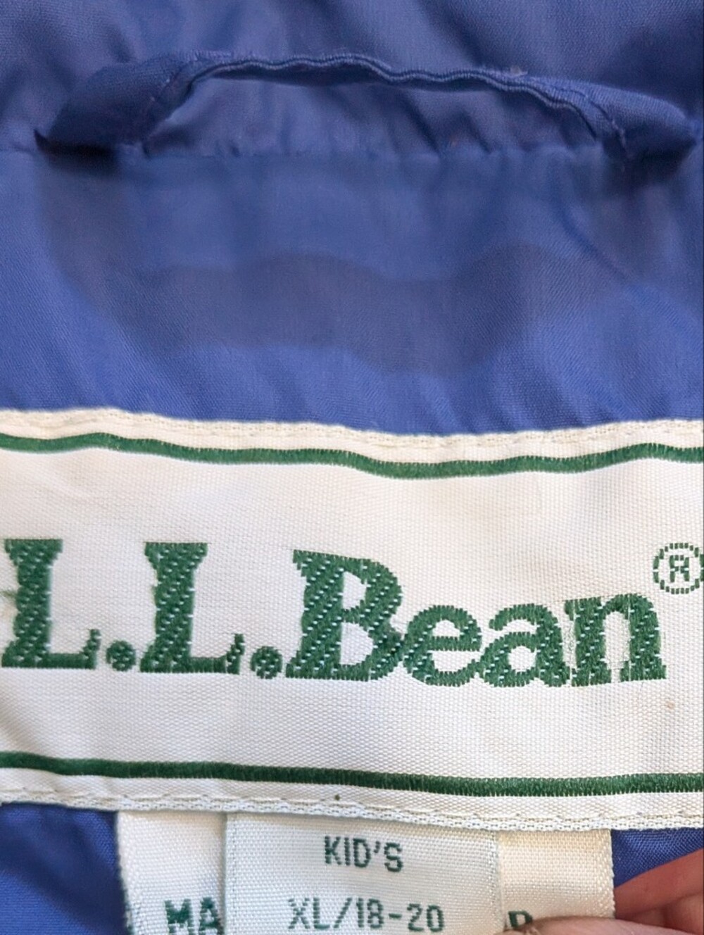 Vintage L.L. Bean Kids Down Puffer Vest – Royal Blue – Size XL (18–20) - Picture 3 of 6